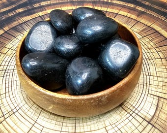 Shungite Tumbled Stone, 30mm - 45mm, Polished Black Shungite, EMF Protection Stone, Shungite Crystal,