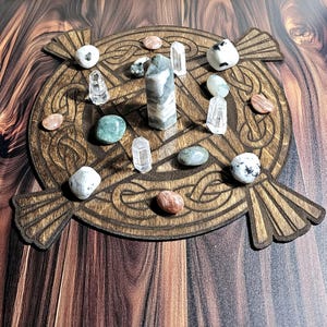 Brigid's Cross Wooden Crystal Grid Board, Imbolc Altar Decor, Lasercut Birch, St Bridget Brighid, Celtic Cross Knot, Celtic Pagan Gift image 10