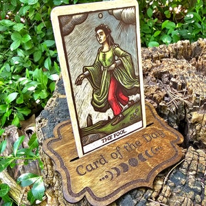 Card of the Day Holder, Single Tarot Card Display, Oracle Card Holder, Moon Phase Decor, Card Stand, Divination Altar Tool, Witchy Gift image 4