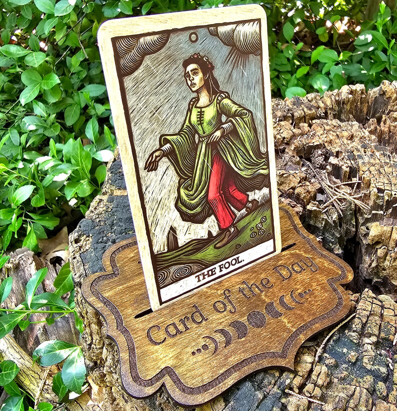 Card of the Day Holder, Single Tarot Card Display, Oracle Card Holder, Moon Phase Decor, Card Stand, Divination Altar Tool, Witchy Gift image 4