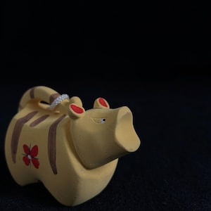 Tiger Eto Doll/Japanese Ceramic Bell,Yellow Tiger/Ceramic Tiger/Year of Tiger/Traditional Doll/Animal/Figurine/Free Shipping