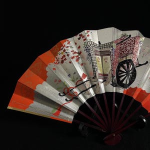 FAN JAPONÉS Mai Sensu Rikishaw Diseño en ambos lados/Oro y Plata/Mai Sensu/Hecho en Japón/Envío gratuito