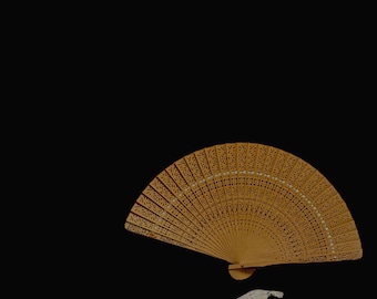 Vintage sandelhouten opvouwbare waaier met opengewerkt patroon en houten doos/Handwerk/Traditionele Japanse accessoires/Opvouwbare waaier/Gemaakt in Japan/Gratis verzending