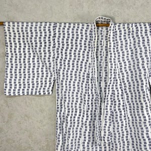 Vintage Herren Yukata 3 Linien Design/Kimono/Baumwollmantel/Vintage Japanisch/Männer Morgenmantel/Blau Weiß/Japanisches Textil/Kostenloser Versand