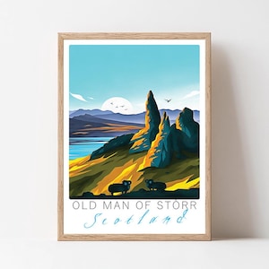 Man of Storr, Isle of Skye travel digital print -Scotland, Isle of Skye poster, Wedding, Birthday present, Custom Text, Personalized Gift