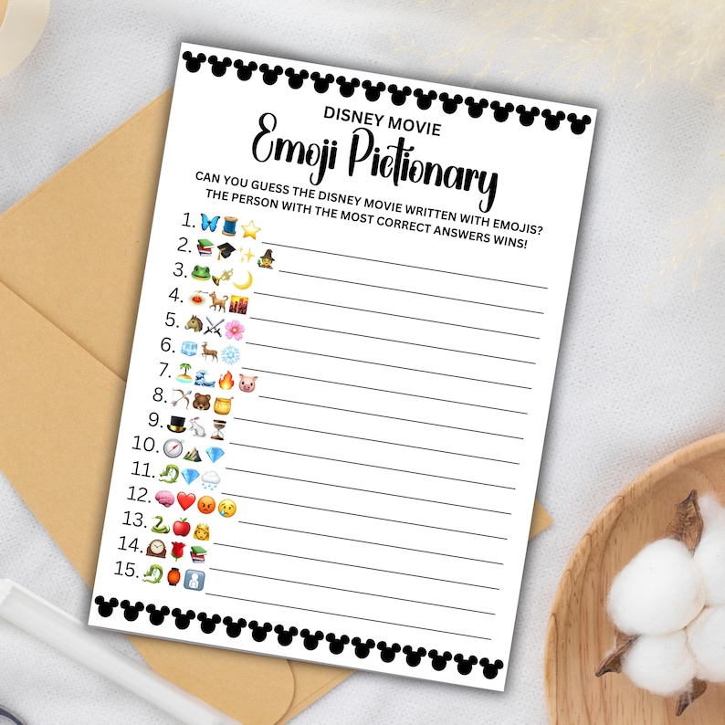 Disney Party Games Bundle Printable | Emoji Pictionary & Villain Match ...
