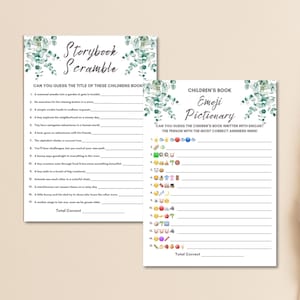 Holy Cow Baby Shower Games: Storybook Scramble & Emoji Pictionary (PDF Download)