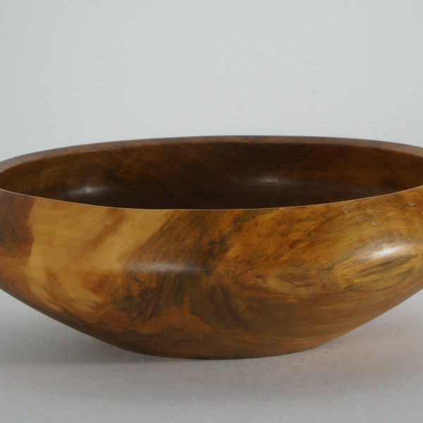 Handcrafted Bradford Pear Turned Wood Bowl with Swirling, Colorful Grain