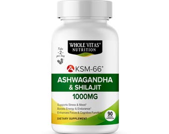 KSM-66 Gélules d'extrait d'ashwagandha et de shilajit | Végétalien, sans OGM (90 gélules)