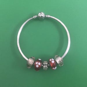Pandora Charm Bracelet with Murano Style Glass Charms | Sterling Silver Bangle