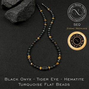 Collana Unisex Con Rosario Nero - Stile Surfista, Boho, Hippy, Festival, Lunghezza 90 Cm, Fatto A Mano