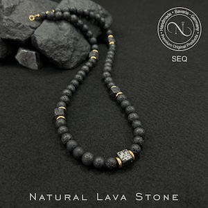 Mens Necklace • Mens Jewelry • Lava Stone Necklace • Beaded Necklace for Men • Boho Style • Gemstone Necklace • Mala • Gift Ideas for Men •