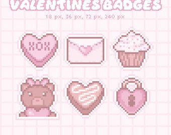 simpatici badge rosa di San Valentino per Twitch / emote Discord