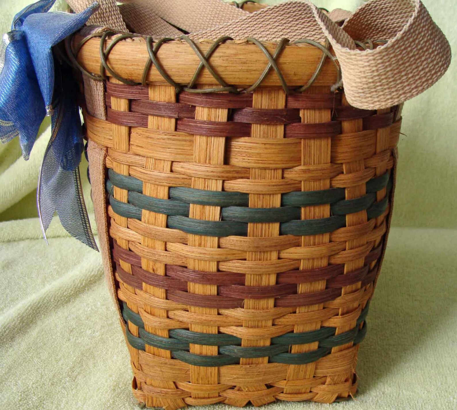 Hand Woven Basket With Handles Etsy