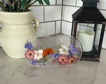 Harz Schmucktablett | Gepresste Blume