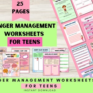 Anger Management Worksheets for Teens/Adults|Anger Coping Skill Worksheets for Emotional Regulation| Healing Anger Issues|Self-Awareness