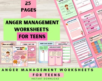 Anger Management Worksheets for Teens & Adults: Coping Skills (Digital Download)