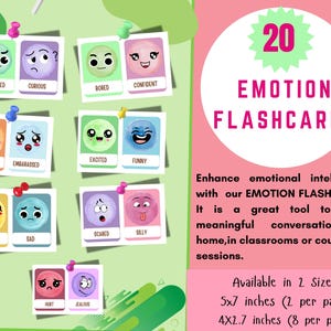 Emotion Flashcards,Emotion Preschool Printables, Feelings Flashcards,Emotional Regulation, Montessori Materials,SocioEmotional Learning