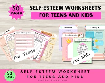 Werkbladen zelfvertrouwen voor tieners en kinderen: geestelijke gezondheid, copingvaardigheden (digitale download)