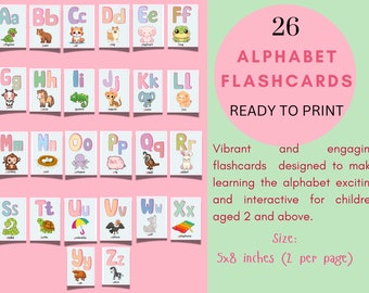 Tarjetas didácticas del alfabeto: Tarjetas de aprendizaje imprimibles del ABC (Descarga digital)