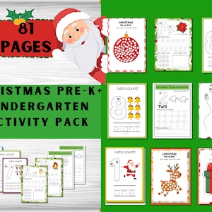 Christmas Pre-K+Kindergarten Activity Pack| Christmas Activity Bundle|Kindergarten Busy Book|Busybook for Kids| Christmas Activities