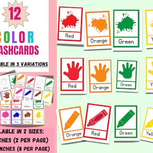 Flashcards coloridos | Cartões coloridos | Reconhecimento de cores | Educação domiciliar | Aprendizagem pré-escolar | Ensinando cores | Flashcards | Montessori | Educação | Flashcards