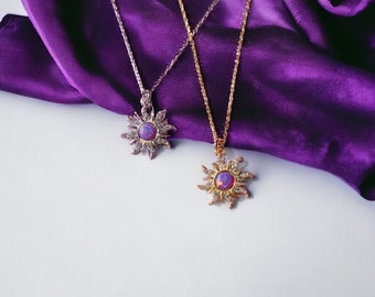 Raponsje gouden opaal bloem ketting | Verwarde ster ketting | Prinses Sun ketting voor haar | Zirkoon roestvrijstalen slangketting