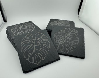 Monstera Leaf Slate Coasters