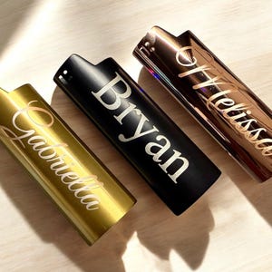 Custom Metal Lighter Cover for Bic Engraved Personal Gift for Him and Her