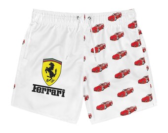 White Ferrari Swim Trunks