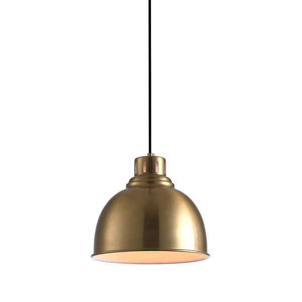 1-Light Farmhouse Gold Single Dome Shaded Pendant Light Fixture