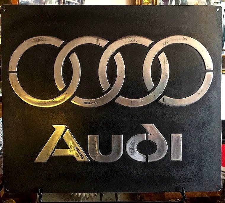 Audi Vintage Metal Sign – Handmade Cast Aluminum Wall Art – Collector’s Garage Decor