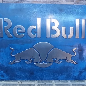 Red Bull Vintage Metal Sign – Luxury Handmade Classic Garage Decor