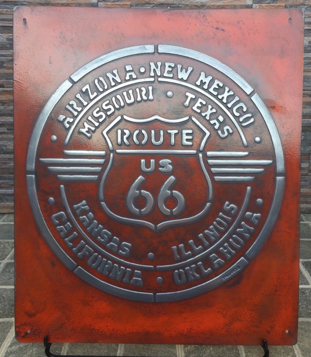 Route 66 Vintage Metal Sign – Handmade Cast Wall Art for Garage - Etsy