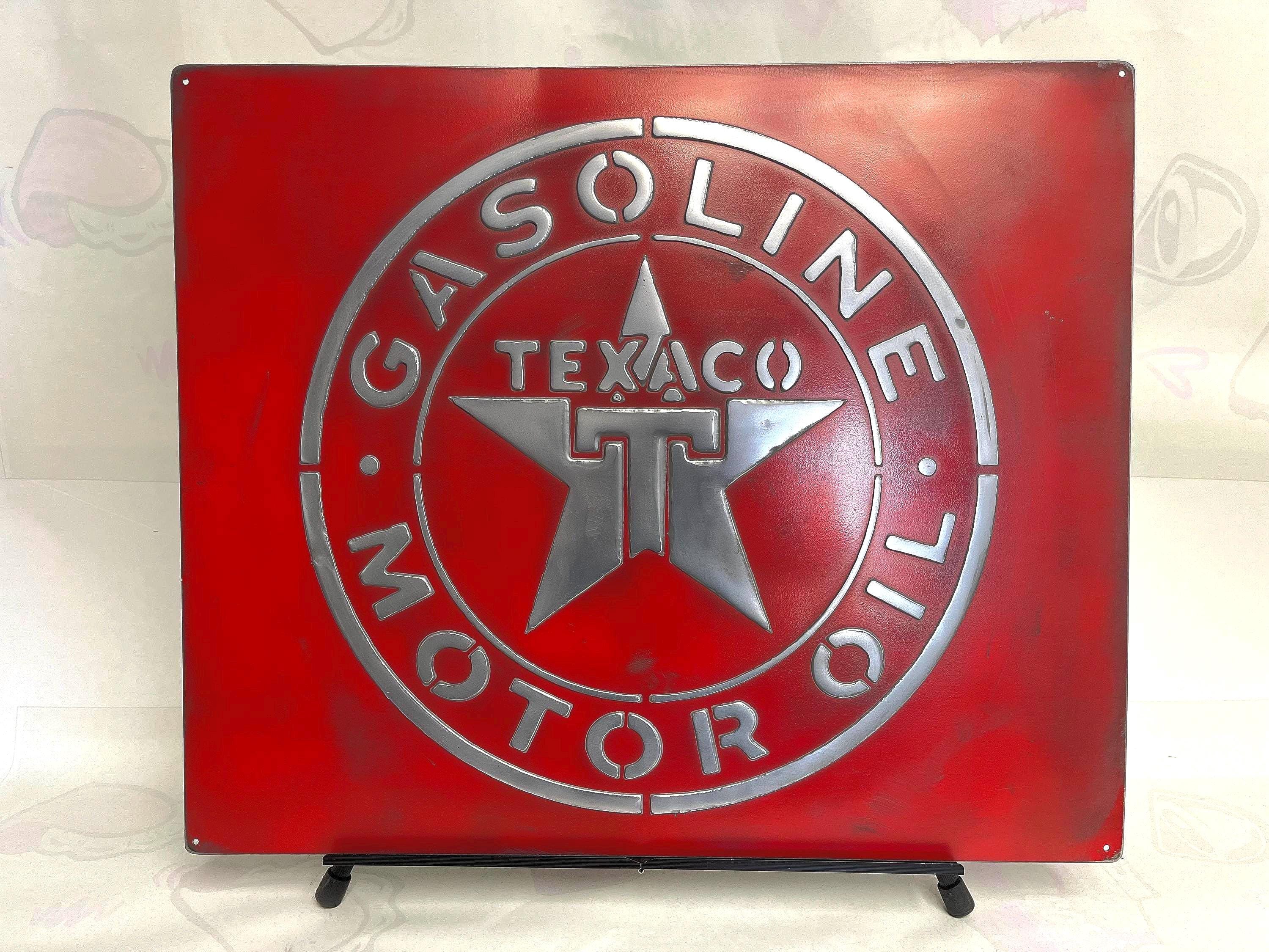 Texaco Style Vintage Metal Sign – Luxury Garage Decor – Handmade Relief ...