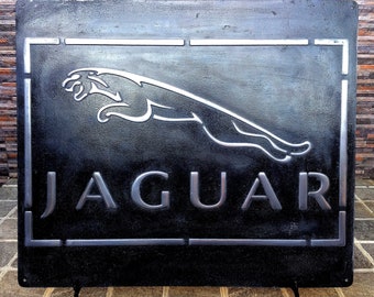 Jaguar Vintage Metal Sign – Handmade Luxury Garage Wall Decor”