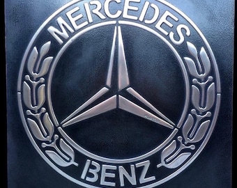 Mercedes Benz Vintage Metal Sign – Handmade Luxury Garage Wall Decor”