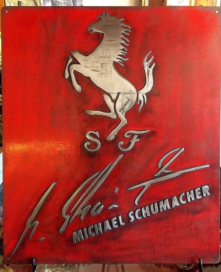 Ferrari Vintage Metal Sign – Handmade Cast Aluminum Wall Art – Collector’s Garage Decor