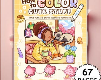Kleurboek, Hoe je schattige dingen kleurt Vol. 2, Patronen, Gemakkelijke, opvallende pagina's, Digitale download, Afdrukbare PDF, Leuk en ontspannend, Coco Wyo-stijl