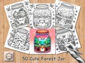 Bold and easy coloring Pages, cute kawaii forest jar coloring Book, enchanted forest scenes Coloring, relaxing activity for adults and kids product logo