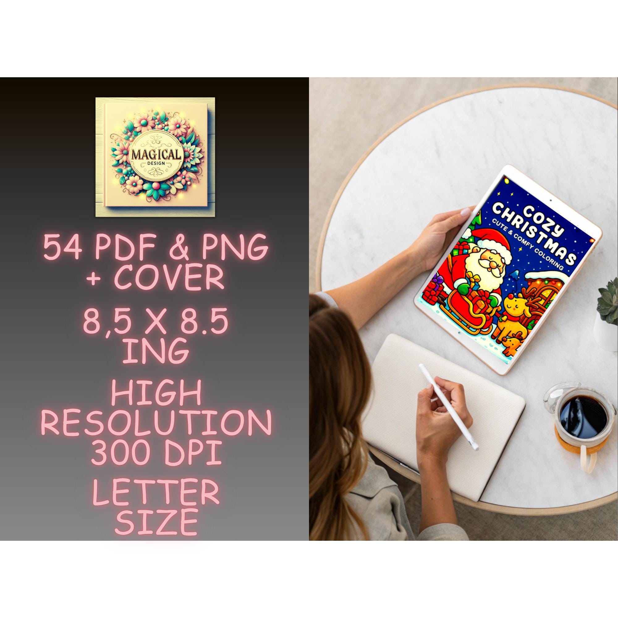 Cozy Christmas Bold and Easy Coloring Book for Adults Cute Holiday ...