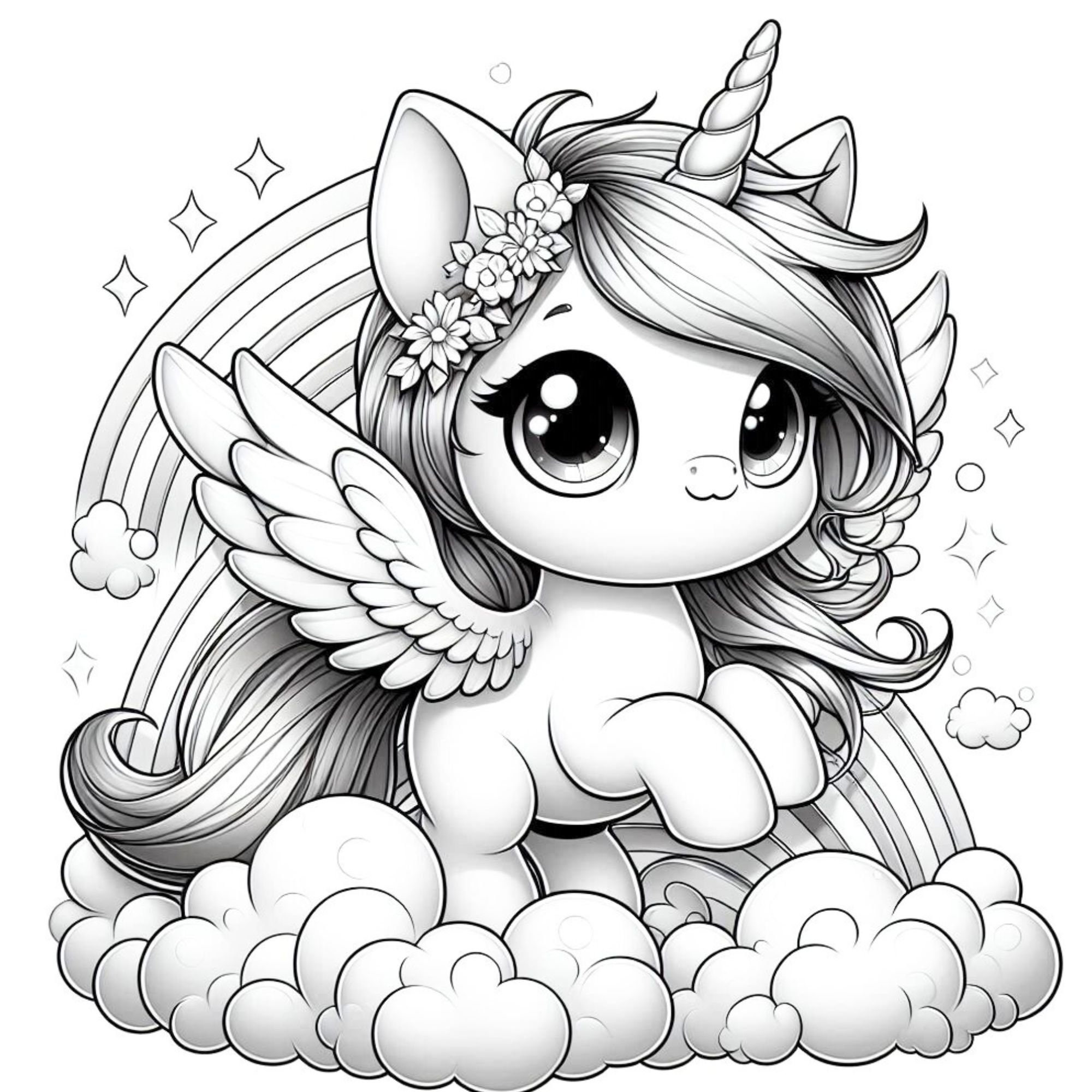 25 Modern Kawaii Cute Unicorn Coloring Pages Baby Unicorn Coloring Book ...