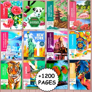 Disney 1200 Mysterieuze Kleurplaten met Nummers (12 Boeken, Monumenten & Wereldreizen) Digitale Download voor Volwassenen en Kinderen - Stressverlichting