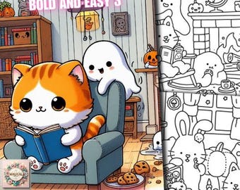 6 Creepy coloring Pages Spooky Coloring Book Spooky Cutie Halloween Gothic horror Mermaid Witch Pumpkin Autumn Fall Fantasy Grayscale Zombie