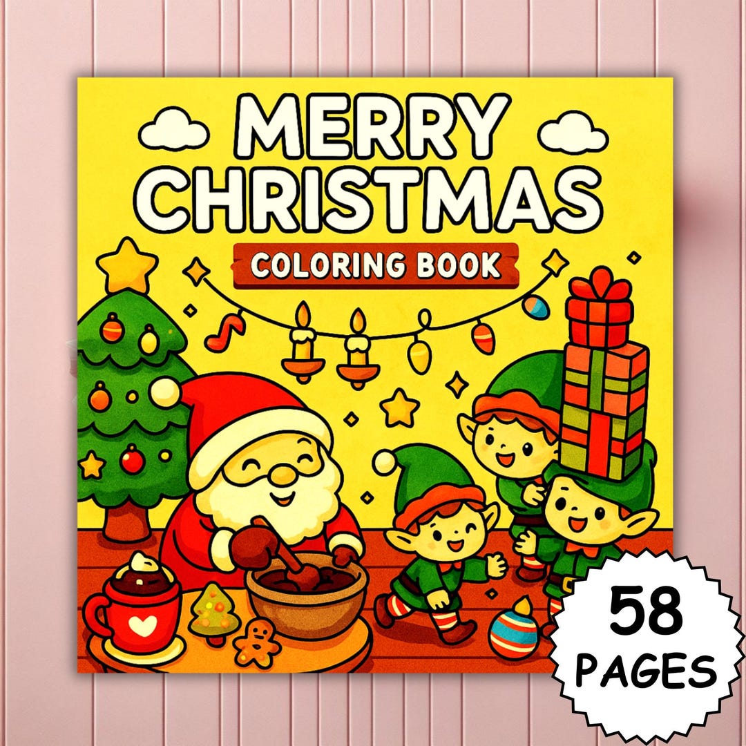 Merry Christmas - Bold & Easy Cute Holiday Coloring Pages for Adults ...