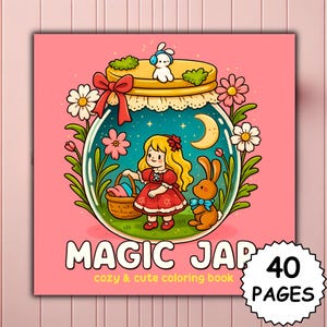 Magic Jar Coloring Book PDF PNG | 40 Pages Bold and Easy for Adults | Joy Jar Cute Art Style | Coco Wyo Style | Digital Printable Download