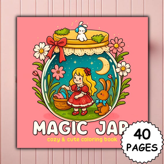 Magic Jar Coloring Book PDF PNG | 40 Pages Bold and Easy for Adults | Joy Jar Cute Art Style | Coco Wyo Style | Digital Printable Download
