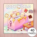 Cozy World Coloring Book \u2013 40 Bold and Easy Cute Cozy Pages, Relaxing Aesthetic World Scenes, Printable Coloring PDF & PNG product logo