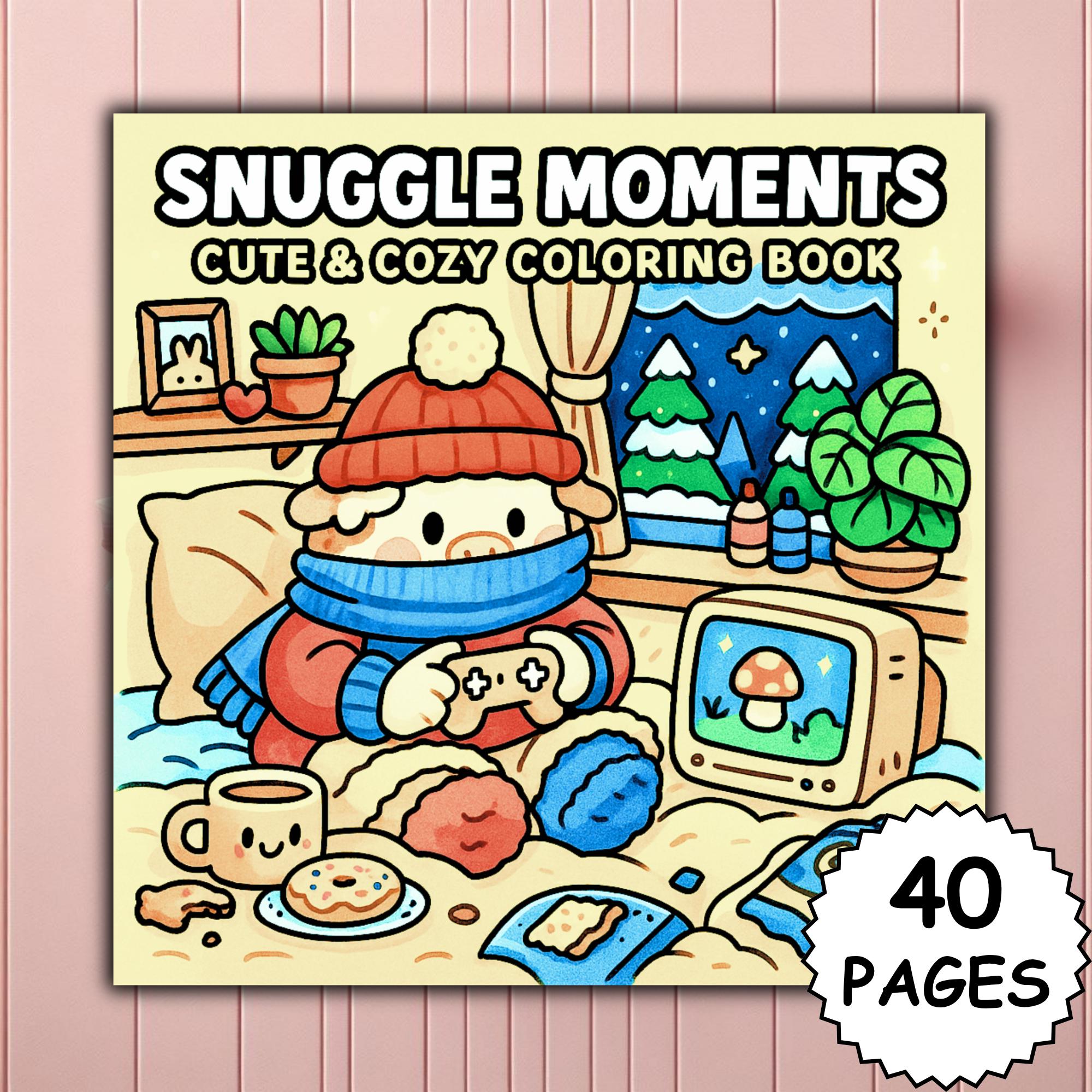 Snuggle Moments: 40 Bold, Easy Cozy Friends Coloring Pages for Adults & Teens (PDF + PNG, Procreate-Ready, Coco Wyo Inspired) - Image 1