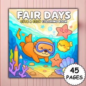 Fair Days Coloring Book for Adults and Teens with Cute Creepy Characters Enjoying Summer Days, Simple and Easy Designs for Relax, Coco wyo
